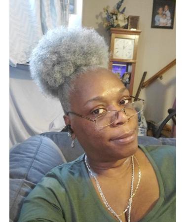 THEMIS HAIR Afro Puff Drawstring Ponytail in Smoky Gray | High Puff Bun for Black Women | Kinky Curly Hairpiece for Natural Hair - Buy Online on GoSupps.com