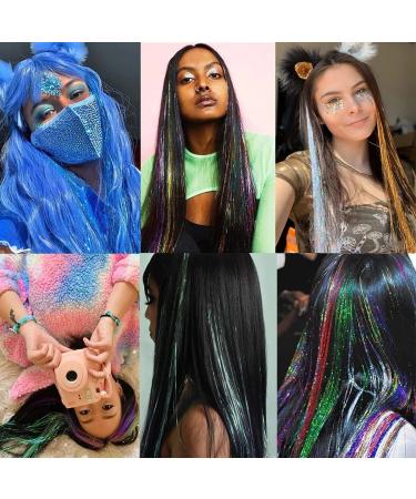 Shining Silver Clip-in Hair Tinsel Kit - 6Pcs 20 Inch Glitter Extensions with Clips for Women, Girls, Kids - Heat Resistant Fairy Sparkle Strands - Festival Gift - Buy Online on GoSupps.com