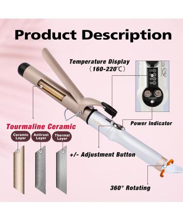 Ten-Tatent 32mm Ceramic Tourmaline Curling Tongs - Dual Voltage Curling Wand for Long & Short Hair - Adjustable Heat - White - Buy Online on GoSupps.com