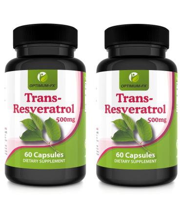Resveratrol 500mg Capsules Trans Resveratrol Supplement High Strength Top Grade - NOT Tablets or Powder 60 Vegan Caps Per Pot 2 Months Supply