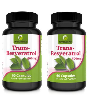 Resveratrol 500mg Capsules Trans Resveratrol Supplement High Strength Top Grade - NOT Tablets or Powder 60 Vegan Caps Per Pot 2 Months Supply