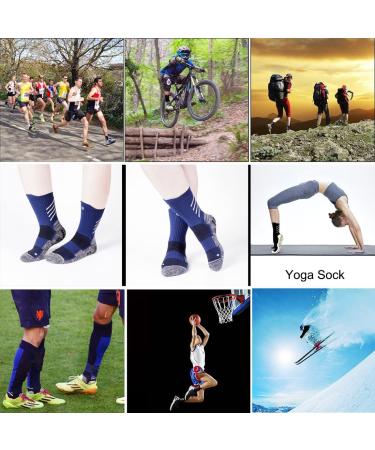 Slip-Proof Football Socks for Men & Women | Anti-Slip Grip Socks for Rugby Basketball Yoga Hiking & Running | Navy 3-Pack - Buy Online on GoSupps.com