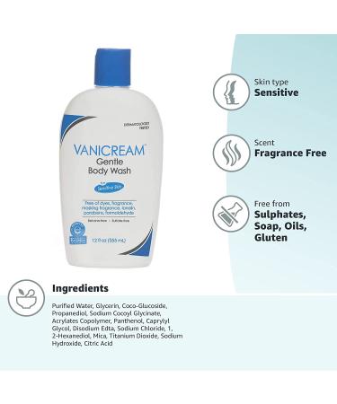 Vanicream Gentle Body Wash - Fragrance Free for Sensitive Skin, 12 fl oz - Buy Online on GoSupps.com