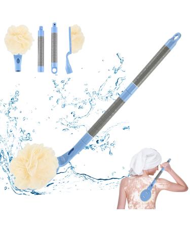 Loofah with Handle 21.7 Removable Back Scrubber Exfoliation and Improved Skin Health Shower Loofah for Men and Women(Blue) 21.7 Blue