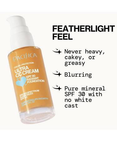 Pacifica Ultra CC Cream Radiant Foundation SPF 17 - Warm/Medium Medium Coverage Color Correcting Cream Dewy Finish Mineral SPF 1 oz - Buy Online on GoSupps.com