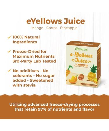 eHerbal Superfood Freeze-Dried Powder | Plant-Based Drink Mix with Natural Fruits & Veggies | Digestive Energy & Fiber Support | 15 Packs Each | Vegan Non-GMO No Additives (Box e-Yellows) e-Yellows 3.6 Ounce (Pack of 1) - Buy Online on GoSupps.com