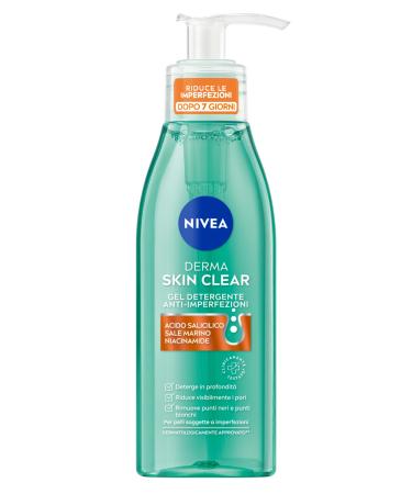NIVEA NIVEA Derma Skin Clear Anti-Bleach Face Wash Gel 150ml Face Wash Oily and Combination Skin with Salicylic Acid Sea Salt and Niacinamide Foaming Face Cleanser