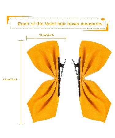 Whaline 4 Pairs Velvet Hair Bow Side Clips - Non-Slip Cute Hair Accessories for Girls and Women - 8pcs (Red, Yellow, White, Black) - Buy Online on GoSupps.com