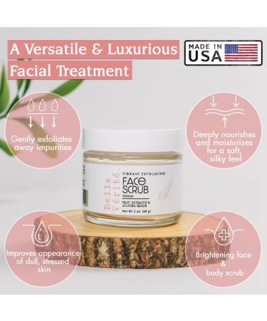 Shop Bella V rit Vegan Exfoliating Face Scrub | 2 Month Supply | Made in USA | Fruit Extracts & Jojoba Seeds for Radiant Skin - Buy Online on GoSupps.com