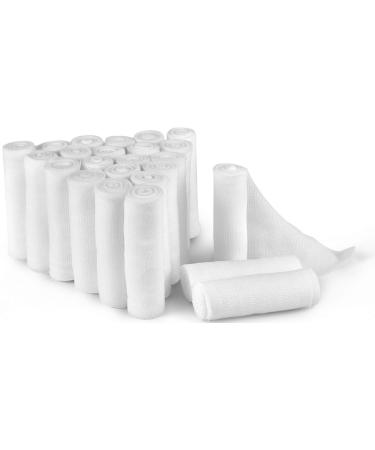 D&H Medical Pack of 24 Gauze Bandage Roll 2 Inches x 4.1 Yards with Tape - Medical Gauze Wrap for Wounds Care - Easy to Use Cotton Sterile Gauze Rolls for Hand Wrap Dressing Ankles & Knees