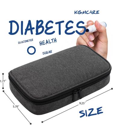 KGMCARE Diabetic Supplies Travel Case with 2 Detachable Pouches - Double Layer Storage Bag for Insulin Pens and Glucose Meter - Dark Gray - Buy Online on GoSupps.com