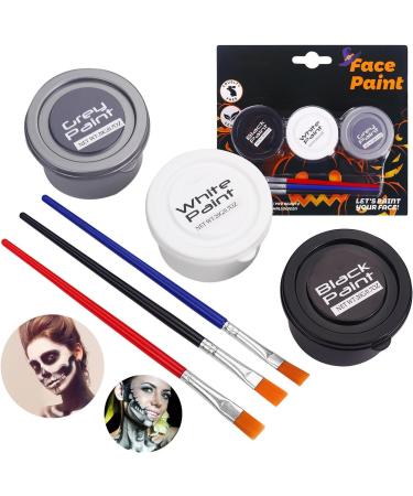  Zibeem Zibeem Adult Body Paint Water-Soluble Skin Paint Cream | Face and Body 3 Colors For Goth Parties Sporting Events Clown Vampire Witch and Skeleton - Buy Online on GoSupps.com