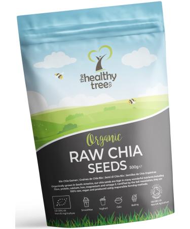 Organic Raw Chia Seeds by TheHealthyTree Company - High in Omega 3 Fibre Protein Calcium and Magnesium - Gluten Free Vegan Chia Seeds (500g) 500 g (Pack of 1) - Buy Online on GoSupps.com