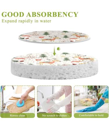 3-Pack Cleaning Kitchen Sponges Oval Santa Claus Elk Kitchen Cellulose Dishwashing Wood Pulp Cotton - Buy Online on GoSupps.com
