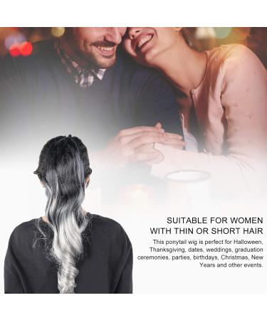 Ponytail Hairpieces 55cm Ponytail Hair Extensions for Daily Life for Parties(Black T gray) - Buy Online on GoSupps.com