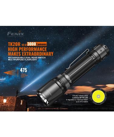 Fenix TK20R v2.0 Rechargeable Tactical Flashlight | 3000 Lumen USB-C Tac Light with Long Throw | LumenTac Organizer - Buy Online on GoSupps.com