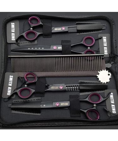 7.0-inch Professional Dog Grooming Scissors Set - Straight, Thinning, Curved, Chunkers - 4pcs with Comb - Right-Handed - Buy Online on GoSupps.com