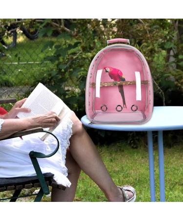 Bird Carrier Bag Pet Backpack Cage Parrot Visible Lightweight Oxford Cloth Carry Bag for Small Medium Birds Hiking Conures Pink - Buy Online on GoSupps.com