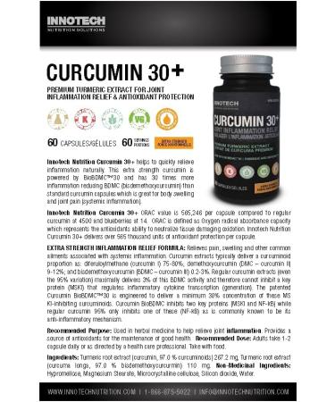 INNOTECH Nutrition Curcumin 30+ Premium Extra Strength Turmeric Extract for Joint Inflammation Relief & Antioxidant Protection - Buy Online on GoSupps.com