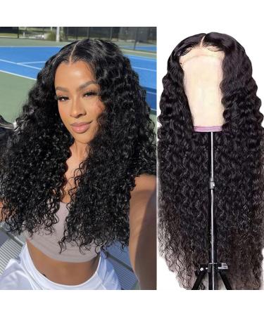 4x4 Deep Wave Lace Front Wigs Human Hair Brazilian Virgin Deep Curly HD Transparent Lace Closure Wigs Wet and Wavy Human Hair Closure Wig Free Part Lace Front Wig Bleach Knots for Black Women 14 Inch 4x4 deep wave wig 14 Inch