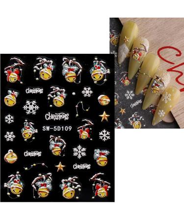 3D Christmas Nail Stickers 6 Sheets 5D Self-Adhesive Embossed Nail Decal Elk Snowflakes Nail Art Decoration Design Supplie - Buy Online on GoSupps.com
