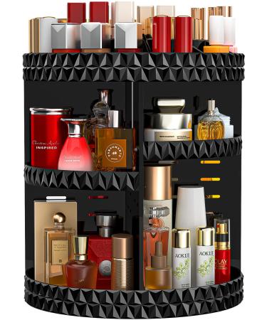 Famitree make -up organizer 360 acrylic cosmetics organizer Skincare beauty organizer with 6 layers of adjustable tray perfume storage for chest of drawers dressing table bathroom black
