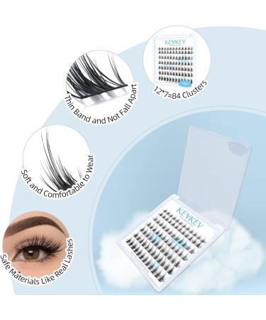Lash Clusters 84 Pcs Individual Eyelash Extensions Thin Band Soft Frost D-Mix 8-16mm - Buy Online on GoSupps.com