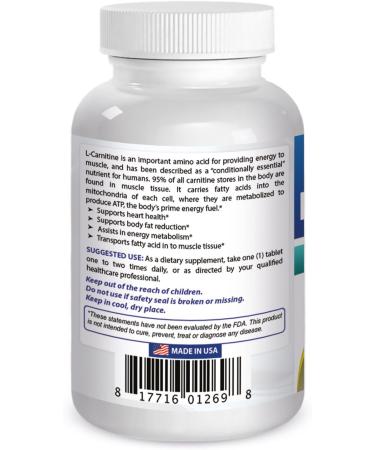 Best Naturals L-Carnitine Fumarate 1000mg - 120 Tablets - Boost Cellular Energy - Buy Online on GoSupps.com