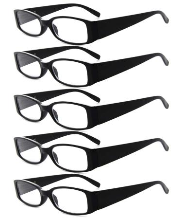 Eyekepper 5 Pairs Reading Glasses for Women Reading +2.00 Black Frame Reading Eyeglasses Black-5pcs All Clear Lens 2.0 x