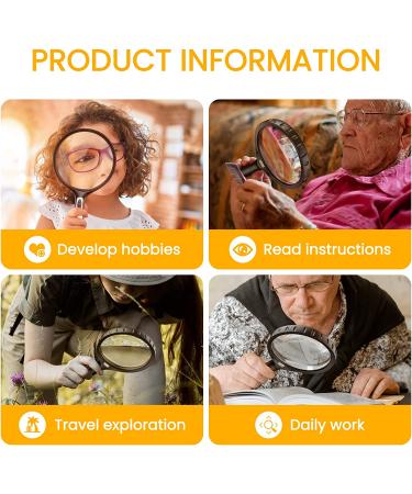 ANBULL 5X 15X Magnifying Glass with Lights  5.5in Large Handheld Page Magnifier  Lighted Magnifying Glass for Reading  Small Prints  Low Vision Seniors (Black) - Buy Online on GoSupps.com