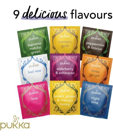 Pukka Herbs | Herbal Tea Selection Box | 9 Flavours | 45 Sachets | Organic Herbal Tea | Tea Collection | Green Tea & Relax Tea Selection Box | Eco Friendly Gift | Ideal Birthday Gift - Buy Online on GoSupps.com