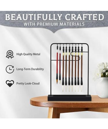 Jolensoy 9-Pins Calligraphy Sumi Brush Hanger - Metal Wenge Holder for Chinese Calligraphy Brushes - Perfect for Home Office or Study Room - Buy Online on GoSupps.com