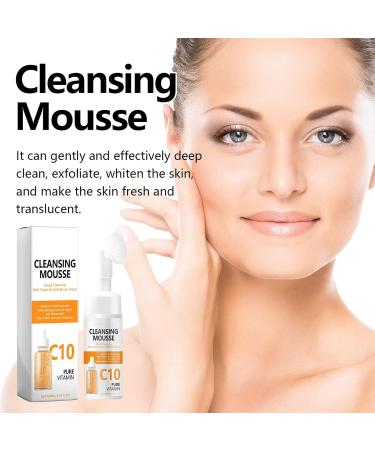 Facial Cleanser C10 Vitamin Face Wash for Gently Cleaning Pores Exfoliate Hyaluronic Acid Brightening Foaming Face Wash Daily Makeup Cleansing Mousse Deep Cleaning Rich Foam & Soft Brush Head - Buy Online on GoSupps.com