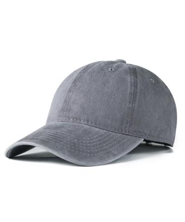 Edoneery Men Women Plain Cotton Adjustable Washed Twill Low Profile Baseball Cap Hat(A1008) A-grey