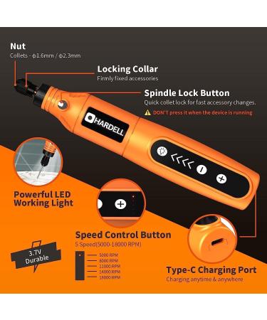HARDELL Mini Cordless Rotary Tool USB Charging 5-Speed Rotary Tool Kit with 61 Accessories Multi-Purpose 3.7V Power Rotary Tool for Sanding Polishing Drilling Etching Engraving Cutting DIY Orange - Buy Online on GoSupps.com