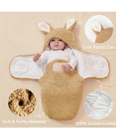 FUNUPUP Baby Hooded Swaddle Blanket | Newborn 0-3 Months | Winter Fleece Sleeping Bag for Baby Boys/Girls - Brown - Buy Online on GoSupps.com