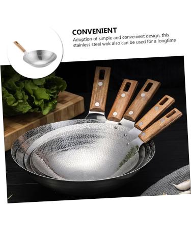 LABRIMP Stainless Steel Griddle Grilling Wok Korean Soup Pots Stainless Steel Saute Pan Chinese Wok Pan Cooking Wok Pot Heavy Duty Wok Pan Kitchen Cooking Pans Steak Wood Japan - Buy Online on GoSupps.com