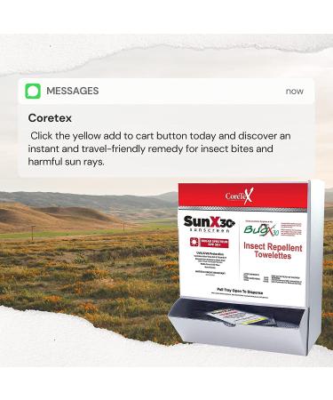 CoreTex SunX SPF 30+ Lotion & BugX 30 Insect Repellent Combo Wallmount Box (50 Towelettes) - Protect Your Skin Outdoors - Buy Online on GoSupps.com