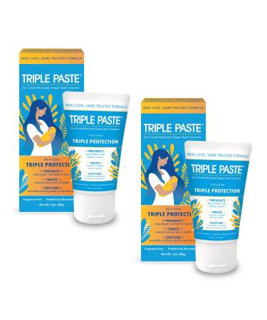 Triple Paste Diaper Rash Cream for Baby - 3 oz Tube - Zinc Oxide Ointment Treats Soothes and Prevents Diaper Rash - Hypoallergenic Formula with Soothing Botanicals (Pack of 2) 3 Ounce (2 Pack)