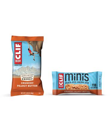 CLIF BARS - Crunchy Peanut Butter Pack - 10 Full Size and 10 Mini Energy Bars - Made with Organic Oats - Plant Based - Vegetarian - Kosher (2.4oz and 0.99oz Protein Bars, 20 Count)