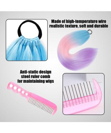 1 Piece Colorful Gradient Ponytail with 1 Piece Anti-Static Steel Comb Colorful Hair Extensions Ponytail Headband Braided Wig Fashionable Women's Wig for Girls Women. - Buy Online on GoSupps.com