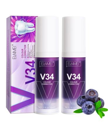 V34 color correction V34 Color Corrector serum purple tooth whitening purple toothpaste V34 tooth white toothpaste tooth stain removal tooth lighting booster tooth color corrector 2PCs