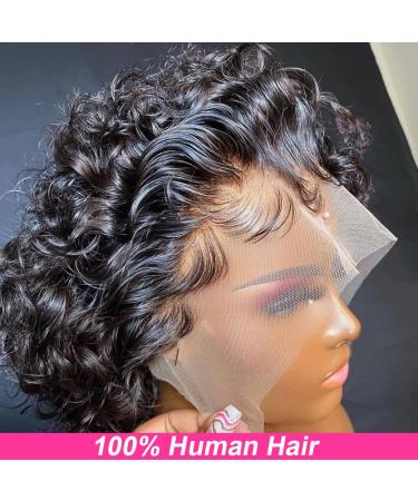 BEULADY 8 inch Pixie Cut Human Hair Lace Front Wig for Black Women - Short Curly HD Lace Front Wig with Pre Plucked Hairline and Baby Hair | Natural Black - Buy Online on GoSupps.com