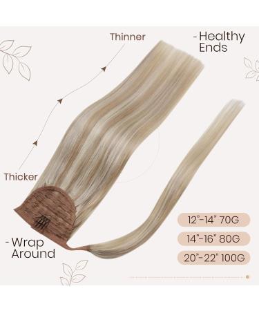 Hetto Braid Extensions | Real Hair Blond Ponytail Extensions #18/613 Ash Blonde | Highlighted 30g 35cm - Buy Online on GoSupps.com