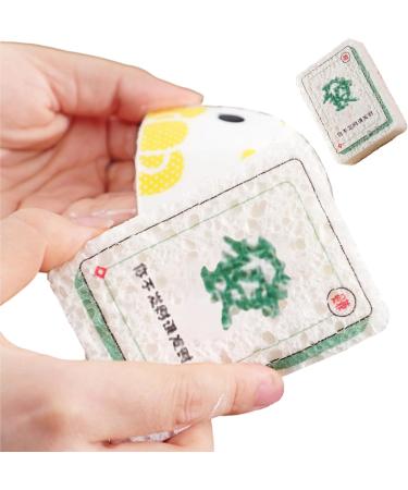 Kitchen Sponges Mahjong Design Dishes Sponge | Long-Lasting Wood Pulp Fiber Dishwasher Sponge for Kitchen Restaurants Canteens Dish Bowl Cleaning Tosier Hair - Buy Online on GoSupps.com