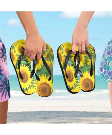 Mnsruu Summer Floral Sunflower Flip Flops for Men & Women - Perfect for Home Hotel Spa and Travel - Buy Online on GoSupps.com