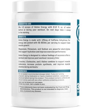 NutraOne Amino Energy BCAA Powder - Pre-Workout Supplement with Caffeine - Blackberry Lemonade - 30 Servings - Fuel & Recover Efficiently - Buy Online on GoSupps.com