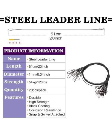 9Tong High Strength Anti Bite Fishing Line - 20pcs Heavy Rig Leaders 51cm 54kg Saltwater | Premium Fishing Gear - Buy Online on GoSupps.com