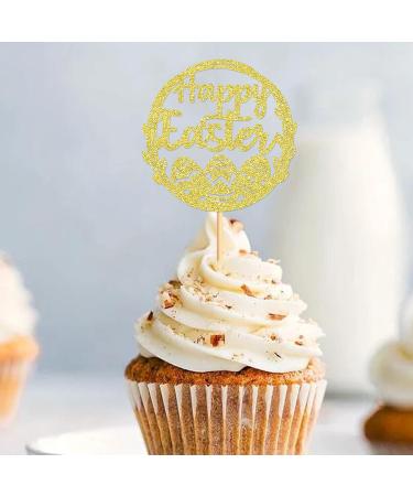 Ercadio 24 Pack Happy Easter Cupcake Toppers Gold Glitter Happy Easter Bunny Eggs Cupcake Picks Easter Rabbit Cupcake Toppers for Easter Day Theme Baby Shower Birthday Party Decor Supplies Pattern 8 - Buy Online on GoSupps.com