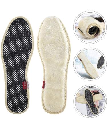 Heallily Womens Fluffy Slippers 2 Pairs Sheepskin Insoles - Cozy Winter Wool Fur Inserts for Shoes, Boots, Slippers - Beige 36 - Buy Online on GoSupps.com